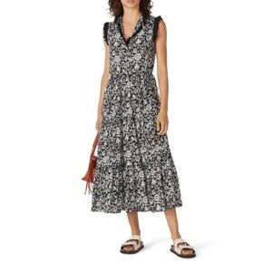 See By Chloe Black and White Floral Maxi Dress